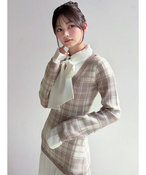 RESEXXY(リゼクシー)の「シャツドッキングニットワンピース(ワンピース・レディース・ブラック/ベージュ/ネイビー・FREE)」の12枚目の写真