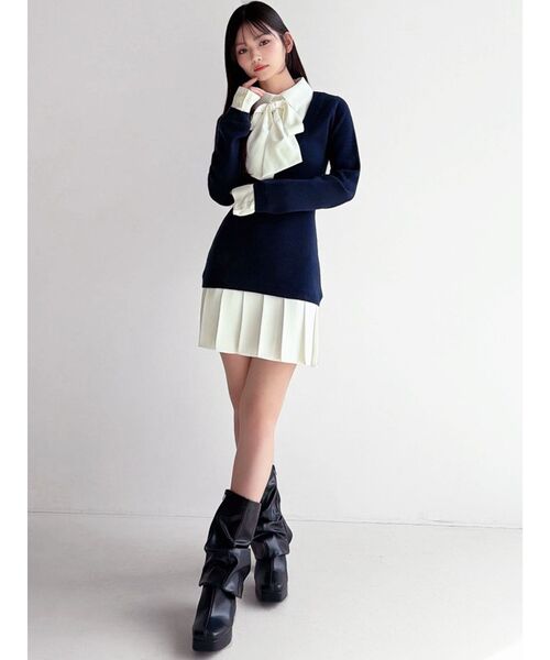 RESEXXY(リゼクシー)の「シャツドッキングニットワンピース(ワンピース・レディース・ブラック/ベージュ/ネイビー・FREE)」の16枚目の写真