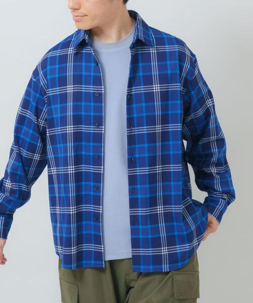 ITEMS URBANRESEARCH（アイテムズ アーバンリサーチ）の「TRストレッチ チェックレギュラーカラーシャツ（シャツ/ブラウス・レディース・ブラック/ベージュ/ネイビー・MEDIUM/LARGE）」の8枚目の写真