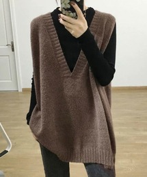 SallyLunn（サリーラン）の「深Vネックルーズニットベスト（ベスト）」