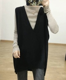 SallyLunn（サリーラン）の「深Vネックルーズニットベスト（ベスト）」