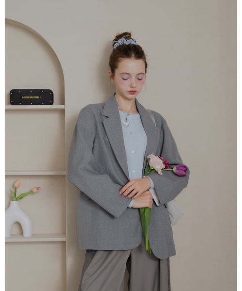 JUMELLE（ジュメロ）の「テーラードジャケット（テーラードジャケット・レディース・アイボリー/グレー・FREE）」の7枚目の写真