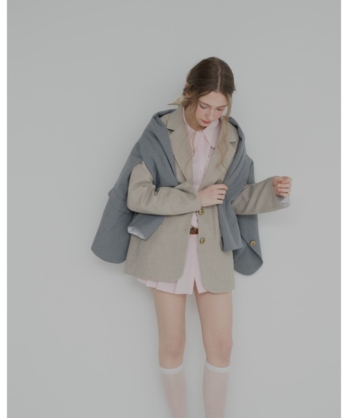 JUMELLE（ジュメロ）の「テーラードジャケット（テーラードジャケット・レディース・アイボリー/グレー・FREE）」の5枚目の写真