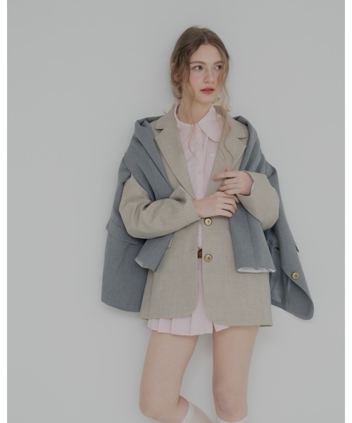 JUMELLE（ジュメロ）の「テーラードジャケット（テーラードジャケット・レディース・アイボリー/グレー・FREE）」の6枚目の写真