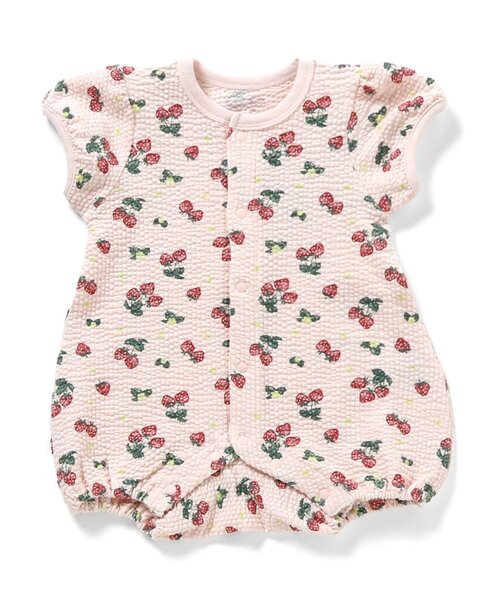 Ampersand(アンパサンド)の「【リンク】いちご総柄ロンパス(ロンパース・キッズ・アイボリー/ピンク・80/70/60)」の2枚目の写真