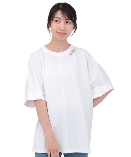 チチカカ(チチカカ)の「タックドルマンTシャツ(Tシャツ/カットソー・レディース・ブラック/ホワイト/グリーン・FREE)」の7枚目の写真