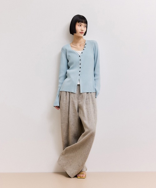 2wayリブカーディガン　新品 ADAM ET ROPE'（アダムエロペ） カーディガン 「WEB限定」2WAYリブ