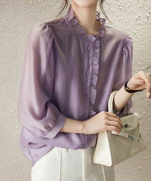 SallyLunn(サリーラン)の「サークルフリルブラウス(シャツ/ブラウス・レディース・ホワイト/パープル・MEDIUM/LARGE)」の2枚目の写真