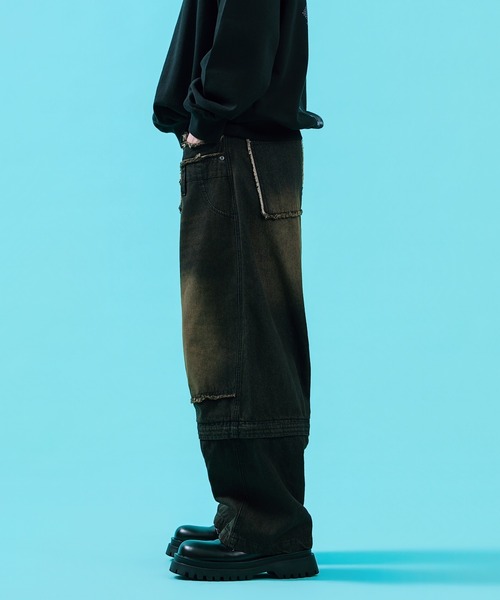 improves(インプローブス)の「2WAY コンバーチブル ワイド カーブパンツ(デニムパンツ・メンズ・ブラック/グリーン・LARGE/MEDIUM)」の12枚目の写真