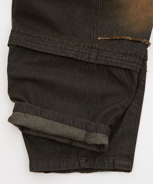 improves(インプローブス)の「2WAY コンバーチブル ワイド カーブパンツ(デニムパンツ・メンズ・ブラック/グリーン・LARGE/MEDIUM)」の4枚目の写真