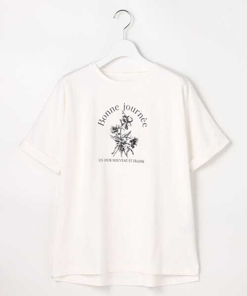 ANY SIS(エニィスィス)の「フラワープリント ロゴTシャツ(Tシャツ/カットソー・レディース・ライトグレー系/ホワイト系/ネイビー系・X-LARGE)」の16枚目の写真
