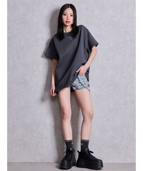 GYDA(ジェイダ)の「ジャストウエストGYDA chainダメージデニムショートパンツ(デニムパンツ・レディース・ブルー/ライトブルー・MEDIUM/SMALL/X-SMALL)」の9枚目の写真