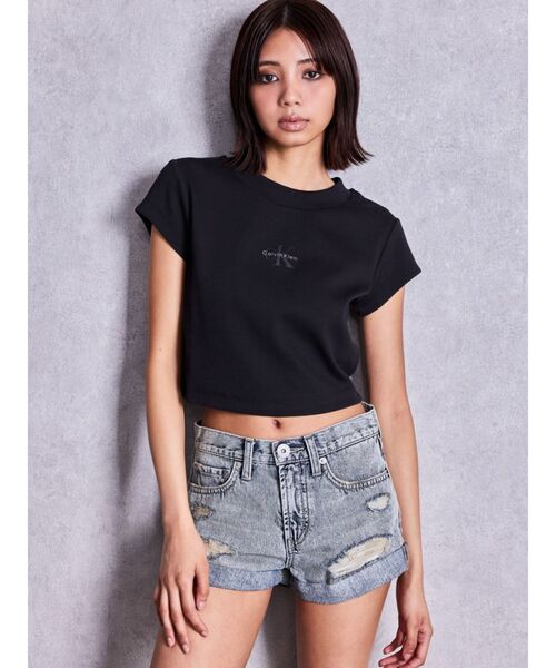 GYDA(ジェイダ)の「ジャストウエストGYDA chainダメージデニムショートパンツ(デニムパンツ・レディース・ブルー/ライトブルー・MEDIUM/SMALL/X-SMALL)」の10枚目の写真
