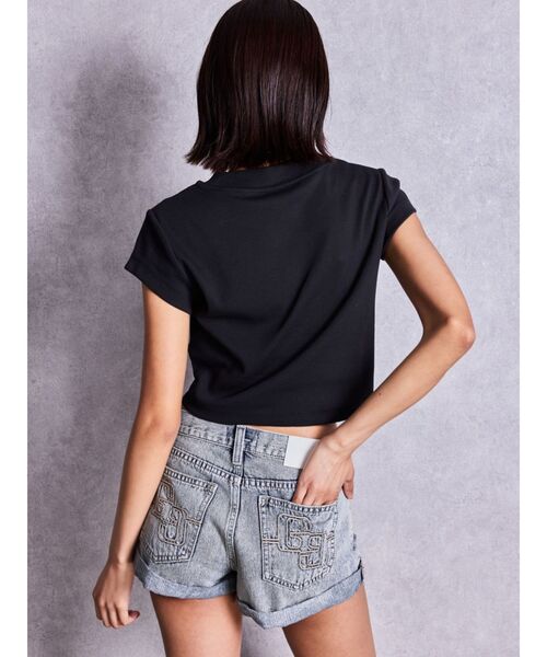 GYDA(ジェイダ)の「ジャストウエストGYDA chainダメージデニムショートパンツ(デニムパンツ・レディース・ブルー/ライトブルー・MEDIUM/SMALL/X-SMALL)」の12枚目の写真