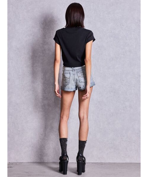 GYDA(ジェイダ)の「ジャストウエストGYDA chainダメージデニムショートパンツ(デニムパンツ・レディース・ブルー/ライトブルー・MEDIUM/SMALL/X-SMALL)」の16枚目の写真