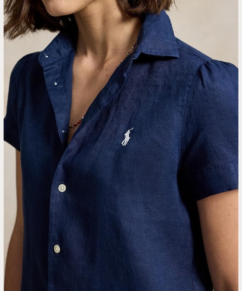 POLO RALPH LAUREN(ポロ ラルフ ローレン)の「リネン ショートスリーブ シャツ(シャツ/ブラウス・レディース・ネイビー系1・S/XS/XXS/L/M)」の7枚目の写真