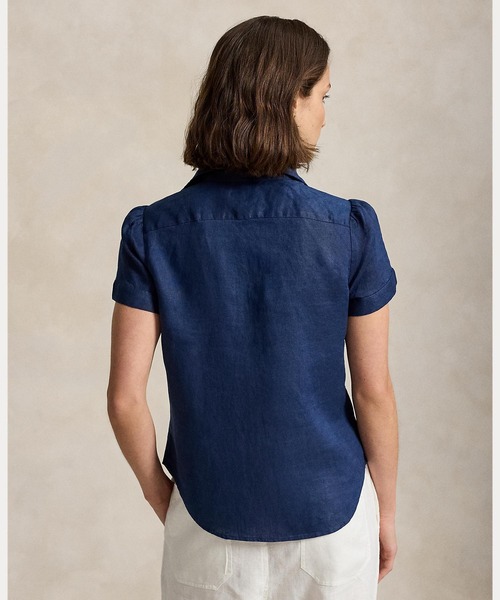 POLO RALPH LAUREN(ポロ ラルフ ローレン)の「リネン ショートスリーブ シャツ(シャツ/ブラウス・レディース・ネイビー系1・S/XS/XXS/L/M)」の6枚目の写真