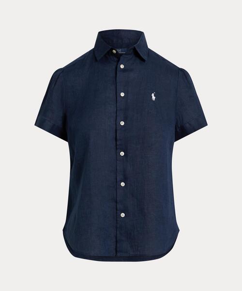 POLO RALPH LAUREN(ポロ ラルフ ローレン)の「リネン ショートスリーブ シャツ(シャツ/ブラウス・レディース・ネイビー系1・S/XS/XXS/L/M)」の4枚目の写真