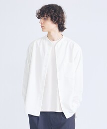 ABAHOUSE（アバハウス）の「デニムライク シャンブレー カラーレスシャツ   バンドカラーシャツ   変形襟（シャツ/ブラウス）」