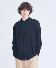 ABAHOUSE（アバハウス）の「デニムライク シャンブレー カラーレスシャツ   バンドカラーシャツ   変形襟（シャツ/ブラウス）」