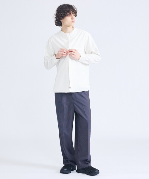 ABAHOUSE(アバハウス)の「デニムライク シャンブレー カラーレスシャツ / バンドカラーシャツ / 変形襟(シャツ/ブラウス・メンズ・ブラック/インディゴブルー/ホワイト/グリーン系その他/ブラウン系その他/ブラック系その他・46/48/44)」の19枚目の写真