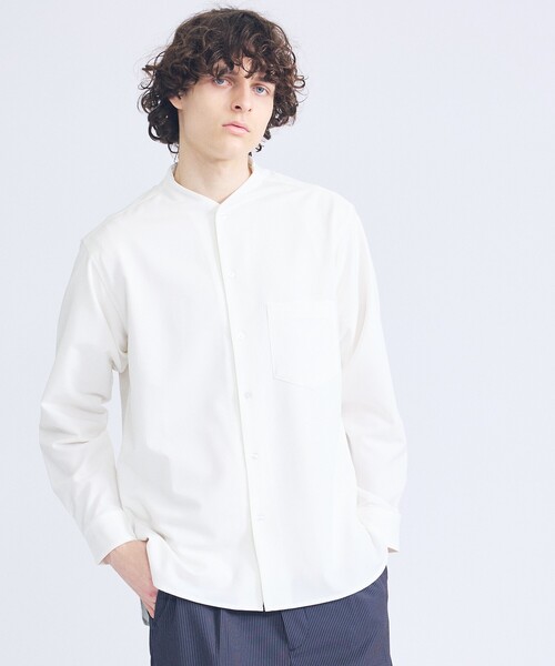 ABAHOUSE(アバハウス)の「デニムライク シャンブレー カラーレスシャツ / バンドカラーシャツ / 変形襟(シャツ/ブラウス・メンズ・ブラック/インディゴブルー/ホワイト/グリーン系その他/ブラウン系その他/ブラック系その他・46/48/44)」の20枚目の写真