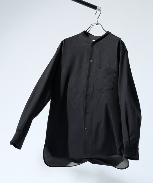 ABAHOUSE(アバハウス)の「デニムライク シャンブレー カラーレスシャツ / バンドカラーシャツ / 変形襟(シャツ/ブラウス・メンズ・ブラック/インディゴブルー/ホワイト/グリーン系その他/ブラウン系その他/ブラック系その他・46/48/44)」の10枚目の写真