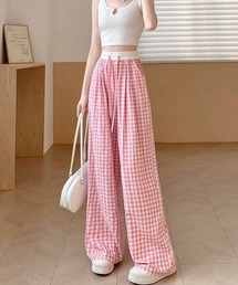 ギンガムチェック」に該当するパンツ（ピンク/桃色系）ファッション