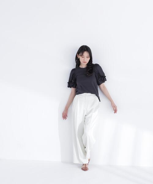 NATURAL BEAUTY BASIC(ナチュラルビューティーベーシック)の「フリルスリーブドッキングカットソー(Tシャツ/カットソー・レディース・ブラック/ブルー/オフホワイト・フリ-)」の10枚目の写真