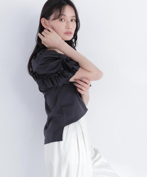 NATURAL BEAUTY BASIC(ナチュラルビューティーベーシック)の「フリルスリーブドッキングカットソー(Tシャツ/カットソー・レディース・ブラック/ブルー/オフホワイト・フリ-)」の11枚目の写真