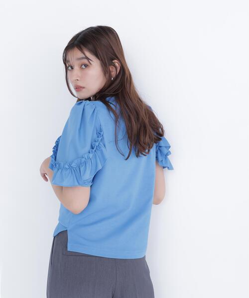 NATURAL BEAUTY BASIC(ナチュラルビューティーベーシック)の「フリルスリーブドッキングカットソー(Tシャツ/カットソー・レディース・ブラック/ブルー/オフホワイト・フリ-)」の17枚目の写真