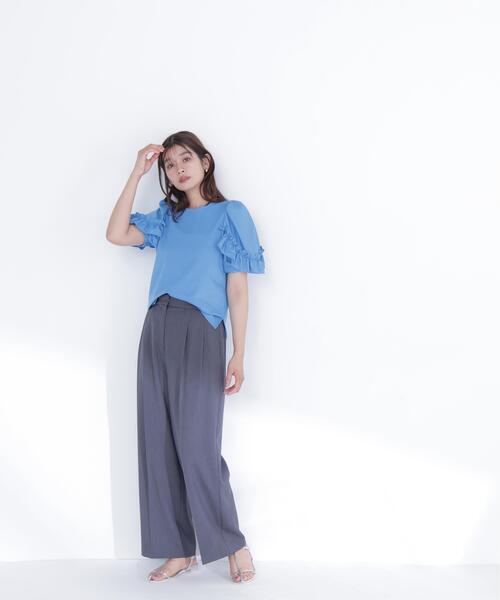 NATURAL BEAUTY BASIC(ナチュラルビューティーベーシック)の「フリルスリーブドッキングカットソー(Tシャツ/カットソー・レディース・ブラック/ブルー/オフホワイト・フリ-)」の18枚目の写真