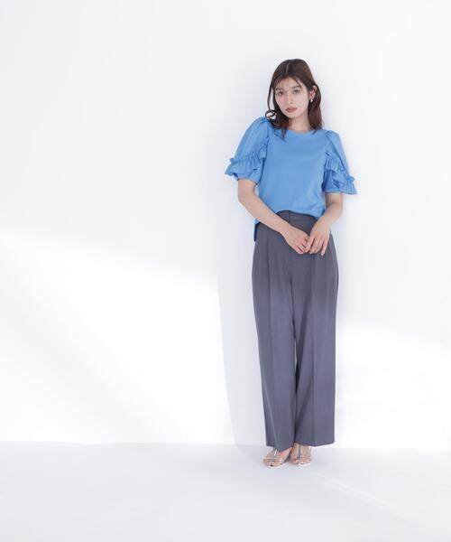 NATURAL BEAUTY BASIC(ナチュラルビューティーベーシック)の「フリルスリーブドッキングカットソー(Tシャツ/カットソー・レディース・ブラック/ブルー/オフホワイト・フリ-)」の20枚目の写真