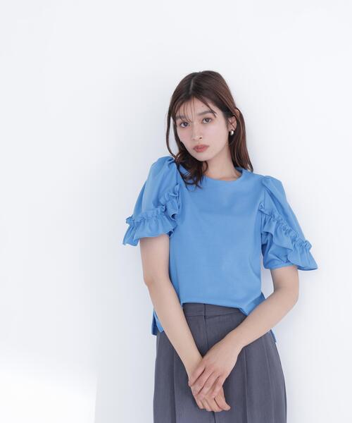 NATURAL BEAUTY BASIC(ナチュラルビューティーベーシック)の「フリルスリーブドッキングカットソー(Tシャツ/カットソー・レディース・ブラック/ブルー/オフホワイト・フリ-)」の21枚目の写真