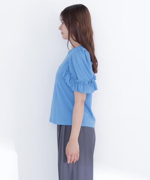 NATURAL BEAUTY BASIC(ナチュラルビューティーベーシック)の「フリルスリーブドッキングカットソー(Tシャツ/カットソー・レディース・ブラック/ブルー/オフホワイト・フリ-)」の9枚目の写真