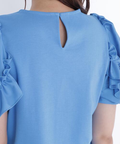 NATURAL BEAUTY BASIC(ナチュラルビューティーベーシック)の「フリルスリーブドッキングカットソー(Tシャツ/カットソー・レディース・ブラック/ブルー/オフホワイト・フリ-)」の12枚目の写真