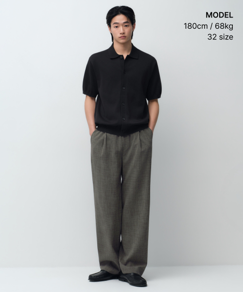 MUSINSA STANDARD（ムシンサスタンダード）の「クリンクルリネンライクワイドバンディングパンツ[カーキグレー]（その他パンツ・メンズ・その他・40/38/42/36/34/32/30/26/28）」の2枚目の写真