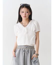jouetie | レースドッキングパフスリトップス(Tシャツ/カットソー)