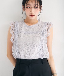 2026春夏新作 総レースフレンチ袖ブラウス