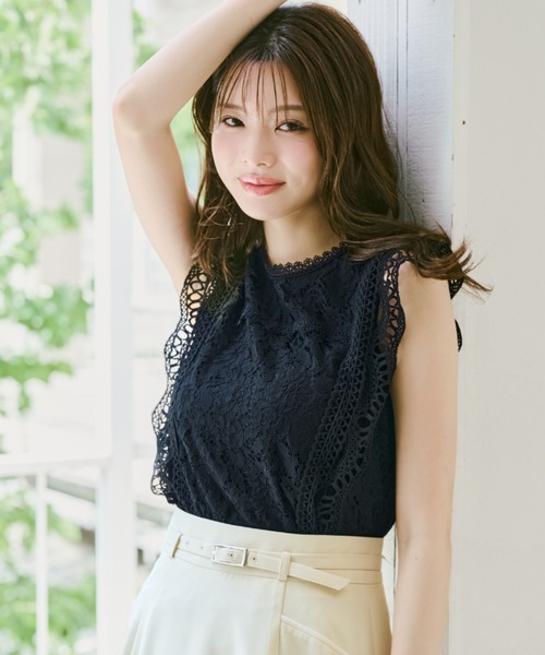MISCH MASCH(ミッシュマッシュ)の「2026春夏新作 総レースフレンチ袖ブラウス(シャツ/ブラウス・レディース・グリーン/ホワイト/ブラック/グレー・フリ-)」の1枚目の写真