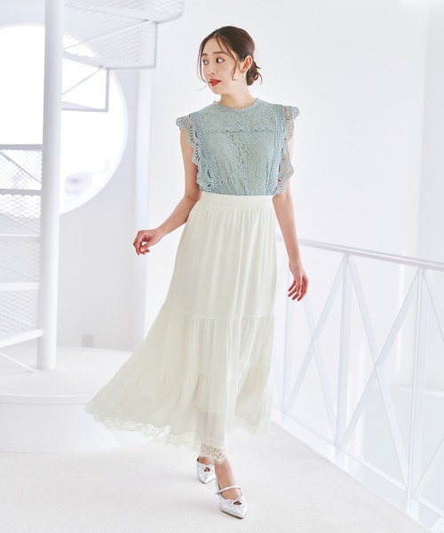 MISCH MASCH(ミッシュマッシュ)の「2026春夏新作 総レースフレンチ袖ブラウス(シャツ/ブラウス・レディース・グリーン/ホワイト/ブラック/グレー・フリ-)」の8枚目の写真