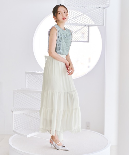 MISCH MASCH(ミッシュマッシュ)の「2026春夏新作 総レースフレンチ袖ブラウス(シャツ/ブラウス・レディース・グリーン/ホワイト/ブラック/グレー・フリ-)」の9枚目の写真