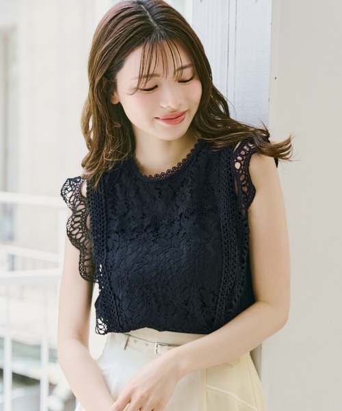 MISCH MASCH(ミッシュマッシュ)の「2026春夏新作 総レースフレンチ袖ブラウス(シャツ/ブラウス・レディース・グリーン/ホワイト/ブラック/グレー・フリ-)」の7枚目の写真