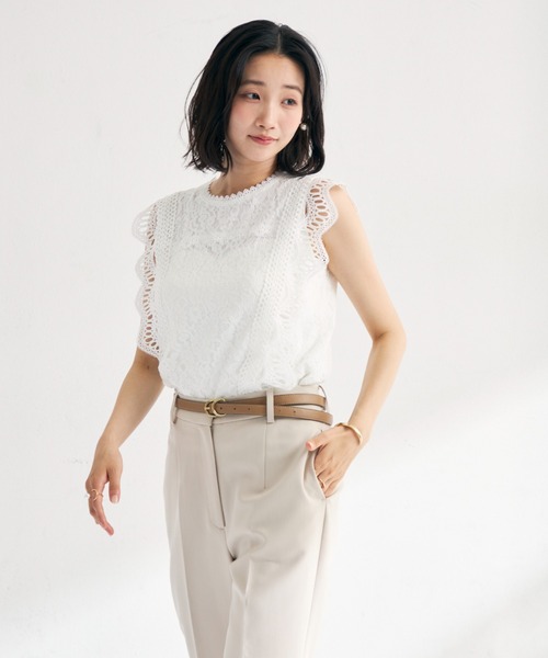 MISCH MASCH(ミッシュマッシュ)の「2026春夏新作 総レースフレンチ袖ブラウス(シャツ/ブラウス・レディース・グリーン/ホワイト/ブラック/グレー・フリ-)」の20枚目の写真