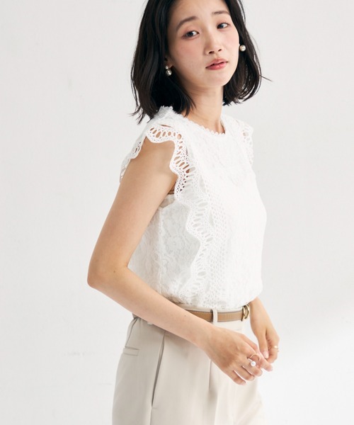 MISCH MASCH(ミッシュマッシュ)の「2026春夏新作 総レースフレンチ袖ブラウス(シャツ/ブラウス・レディース・グリーン/ホワイト/ブラック/グレー・フリ-)」の11枚目の写真