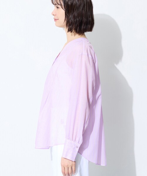 INDIVI(インディヴィ)の「【洗える/軽やか】無地&ストライプ柄 切替タックブラウス(シャツ/ブラウス・レディース・ブラック/パープル系1/ホワイト系3・38/34/13/15 /05)」の21枚目の写真