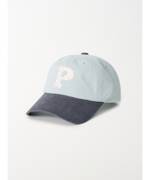 ALLINCOMPLETE（オールインコンプリート）の「フローラル P ロゴ ボールキャップ (ソフトネイビー & 空色)（キャップ）」