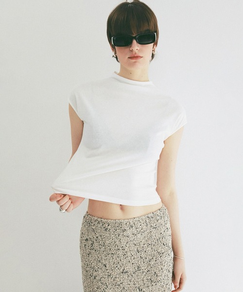 CLANE UP NECK COMPACT TOPS ホワイト UP NECK COMPACT TOPS（Tシャツ/カットソー）｜CLANE（クラネ）の