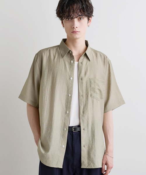 ASTRONOMY(アストロノミー)の「Buyer's Select /【接触冷感】リネン混半袖レギュラーカラーシャツ(シャツ/ブラウス・メンズ・グレー/カーキ/ブラック/ブラウン・L/M/XL)」の2枚目の写真