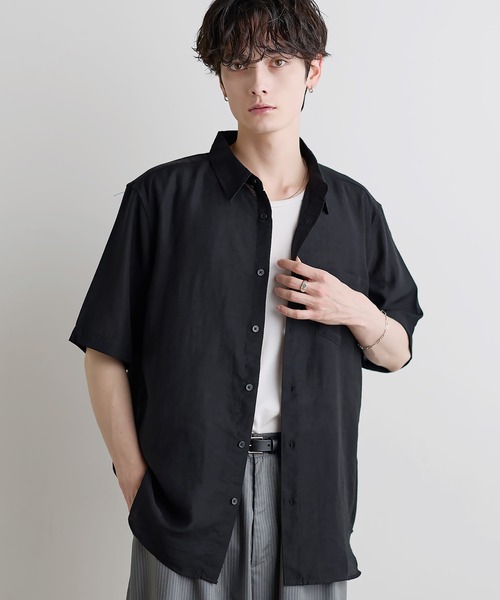 ASTRONOMY(アストロノミー)の「Buyer's Select /【接触冷感】リネン混半袖レギュラーカラーシャツ(シャツ/ブラウス・メンズ・グレー/カーキ/ブラック/ブラウン・L/M/XL)」の1枚目の写真
